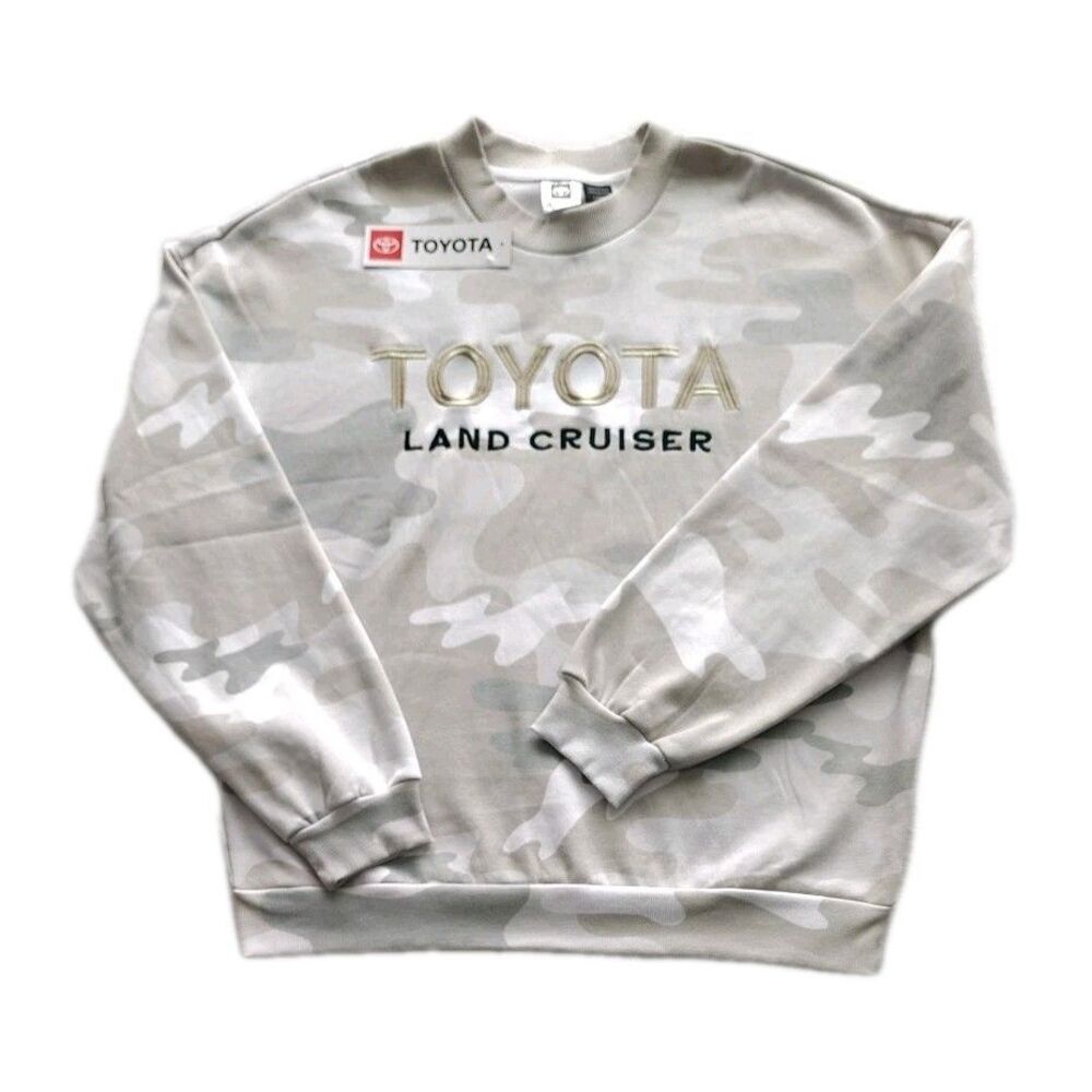 New Official Toyota Land Cruiser Large Sweatshirt Embroidered Camo Crewneck